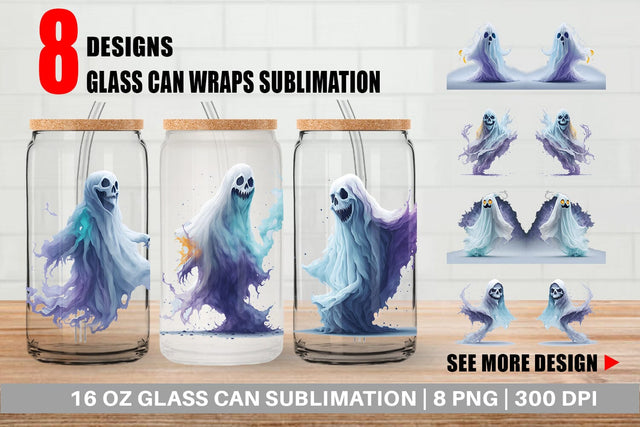 Glass Can Wrap Ghost Halloween Sublimation artnoy 