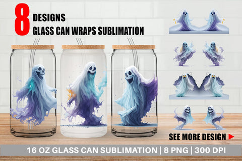 Glass Can Wrap Ghost Halloween Sublimation artnoy 