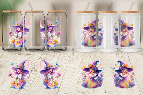 Glass Can Wrap Girls Cackling Witch Sublimation artnoy 