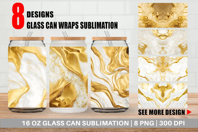 Glass Can Wrap Gold Marble Texture Sublimation artnoy 