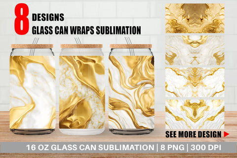 Glass Can Wrap Gold Marble Texture Sublimation artnoy 