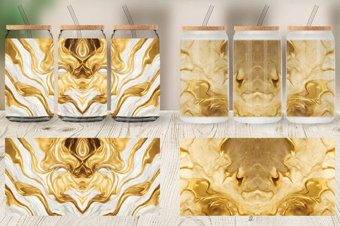 Glass Can Wrap Gold Marble Texture Sublimation artnoy 