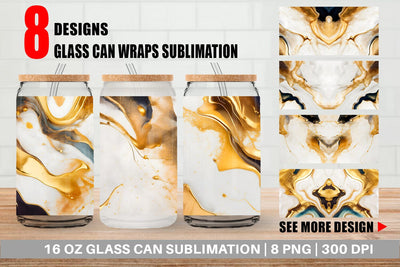 Glass Can Wrap Gold Watercolor Ink Texture Sublimation artnoy 