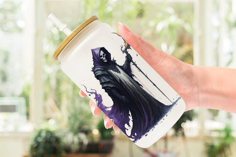 Glass Can Wrap Grim Reaper Halloween Sublimation artnoy 