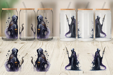 Glass Can Wrap Grim Reaper Halloween Sublimation artnoy 