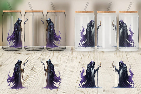Glass Can Wrap Grim Reaper Halloween Sublimation artnoy 