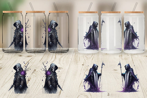 Glass Can Wrap Grim Reaper Halloween Sublimation artnoy 