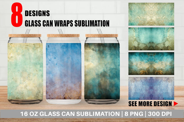 Glass Can Wrap Grunge Texture Sublimation artnoy 