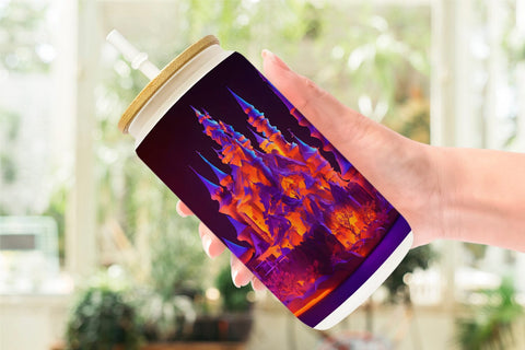 Glass Can Wrap Halloween Castile Neon Sublimation artnoy 