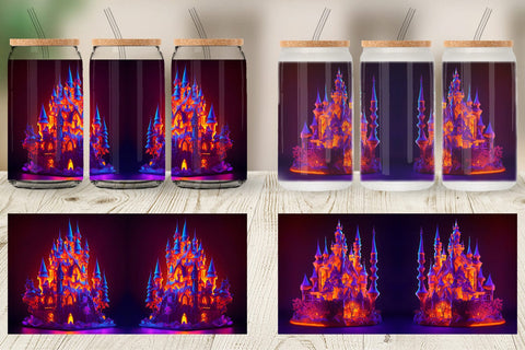 Glass Can Wrap Halloween Castile Neon Sublimation artnoy 