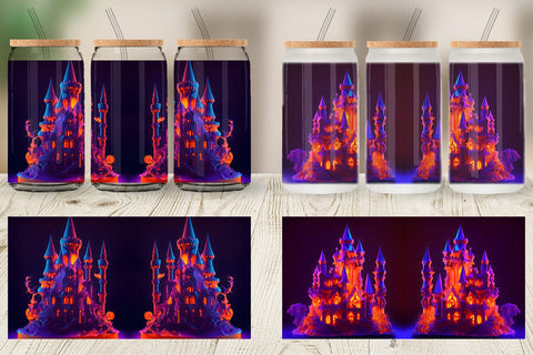 Glass Can Wrap Halloween Castile Neon Sublimation artnoy 