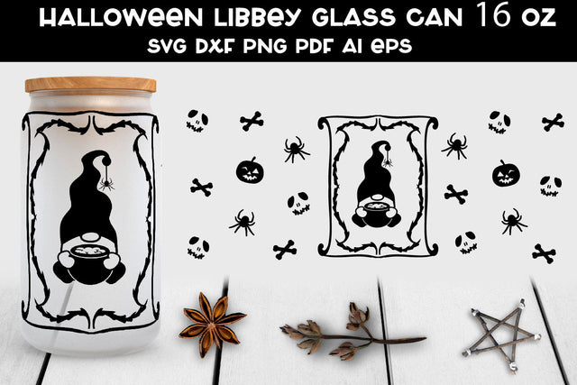 Glass Can Wrap. Halloween Libbey Glass Can SVG. SVG Samaha Design 