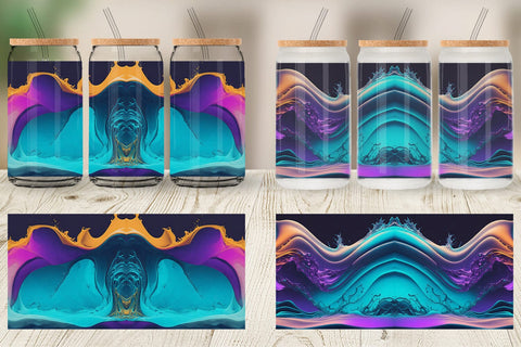 Glass Can Wrap Hologram Wavy Fluid Sublimation artnoy 