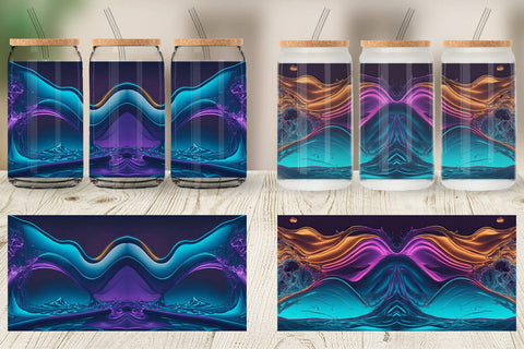 Glass Can Wrap Hologram Wavy Fluid Sublimation artnoy 