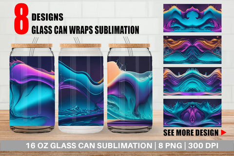 Glass Can Wrap Hologram Wavy Fluid Sublimation artnoy 