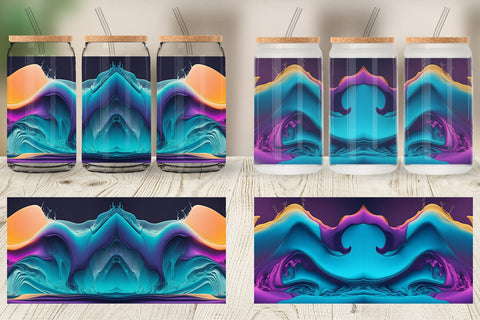 Glass Can Wrap Hologram Wavy Fluid Sublimation artnoy 