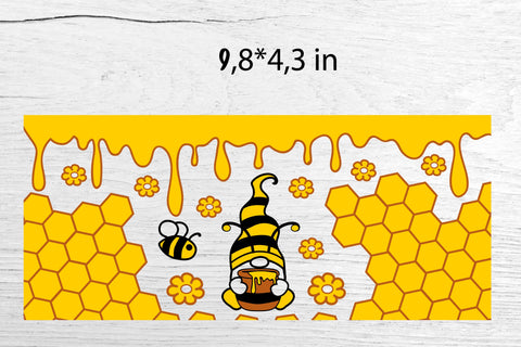 Glass Can Wrap Honey Bee SVG. SVG Samaha Design 