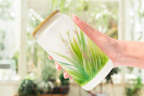 Glass Can Wrap Illustration Grass Sublimation artnoy 