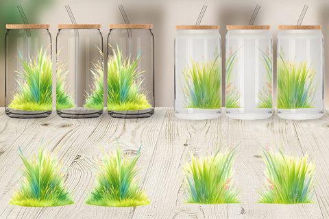 Glass Can Wrap Illustration Grass Sublimation artnoy 