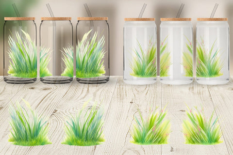 Glass Can Wrap Illustration Grass Sublimation artnoy 