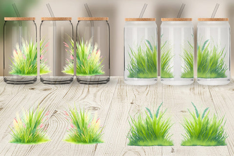 Glass Can Wrap Illustration Grass Sublimation artnoy 