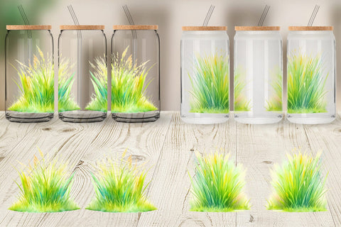 Glass Can Wrap Illustration Grass Sublimation artnoy 