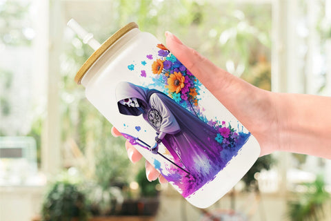 Glass Can Wrap Illustration Grim Reaper Sublimation artnoy 