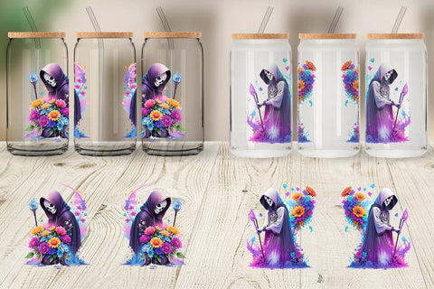 Glass Can Wrap Illustration Grim Reaper Sublimation artnoy 