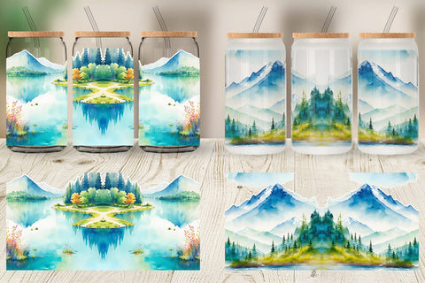 Glass Can Wrap Lakes and Ponds Landscape Sublimation artnoy 