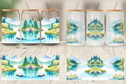 Glass Can Wrap Lakes and Ponds Landscape Sublimation artnoy 