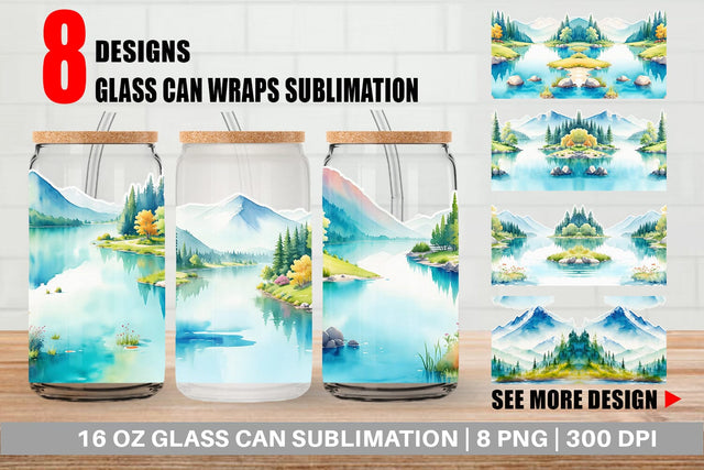 Glass Can Wrap Lakes and Ponds Landscape Sublimation artnoy 