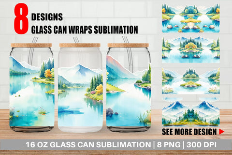 Glass Can Wrap Lakes and Ponds Landscape Sublimation artnoy 