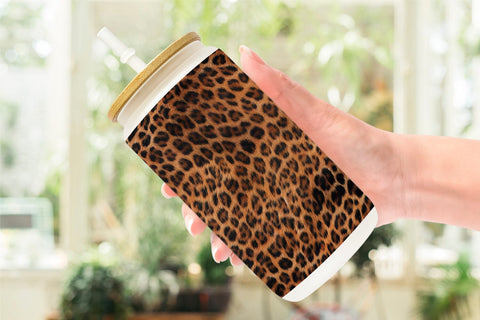 Glass Can Wrap Leopard Skin Sublimation artnoy 