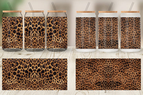 Glass Can Wrap Leopard Skin Sublimation artnoy 