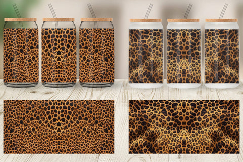 Glass Can Wrap Leopard Skin Sublimation artnoy 