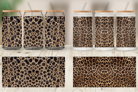 Glass Can Wrap Leopard Skin Sublimation artnoy 
