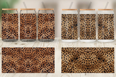 Glass Can Wrap Leopard Skin Sublimation artnoy 