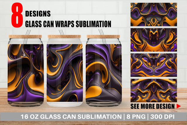 Glass Can Wrap Liquid Metallic Halloween Color Sublimation artnoy 