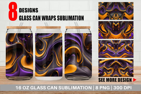Glass Can Wrap Liquid Metallic Halloween Color Sublimation artnoy 