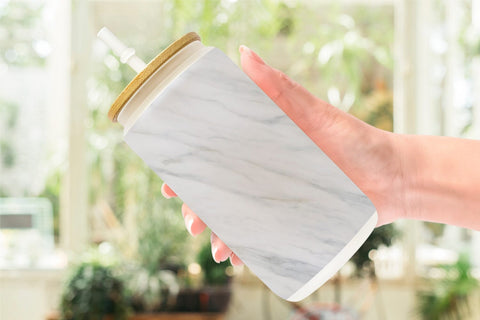 Glass Can Wrap Marble Texture Black White Sublimation artnoy 