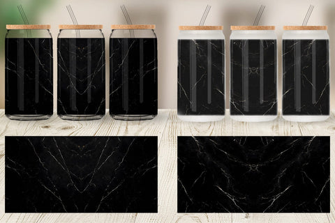 Glass Can Wrap Marble Texture Black White Sublimation artnoy 