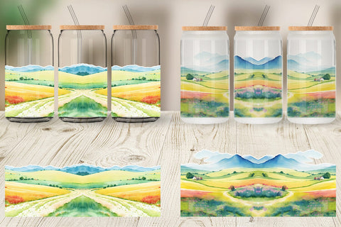 Glass Can Wrap Meadows Landscape Sublimation artnoy 