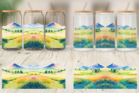 Glass Can Wrap Meadows Landscape Sublimation artnoy 