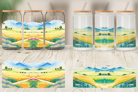 Glass Can Wrap Meadows Landscape Sublimation artnoy 