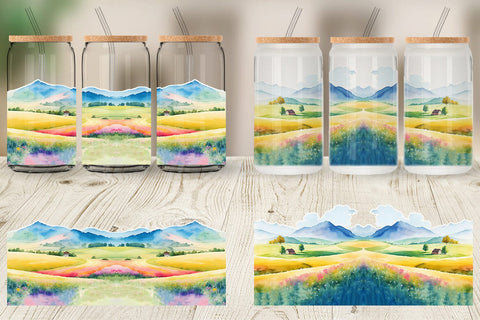 Glass Can Wrap Meadows Landscape Sublimation artnoy 