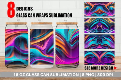 Glass Can Wrap Metallic Hologram Wavy Fluid Sublimation artnoy 