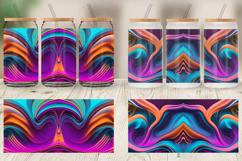 Glass Can Wrap Metallic Hologram Wavy Fluid Sublimation artnoy 