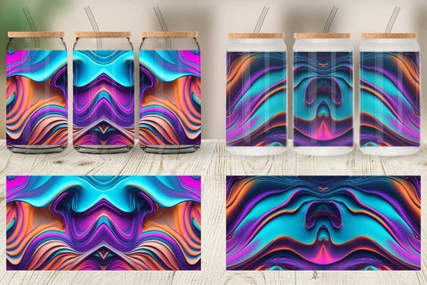 Glass Can Wrap Metallic Hologram Wavy Fluid Sublimation artnoy 