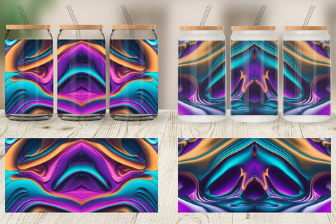 Glass Can Wrap Metallic Hologram Wavy Fluid Sublimation artnoy 