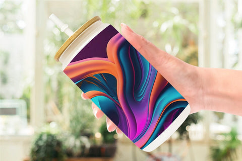 Glass Can Wrap Metallic Hologram Wavy Fluid Sublimation artnoy 